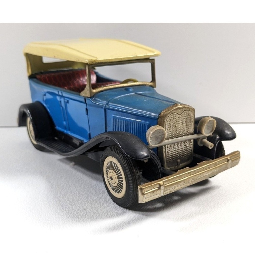 Vintage Diecast Model Car Blue 1920s Phaeton Touring Car Japan 6.25 Inch